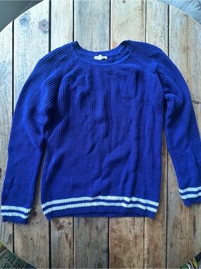 Urban Outfitters Royal Blue Crewneck Sweater with White Stripes